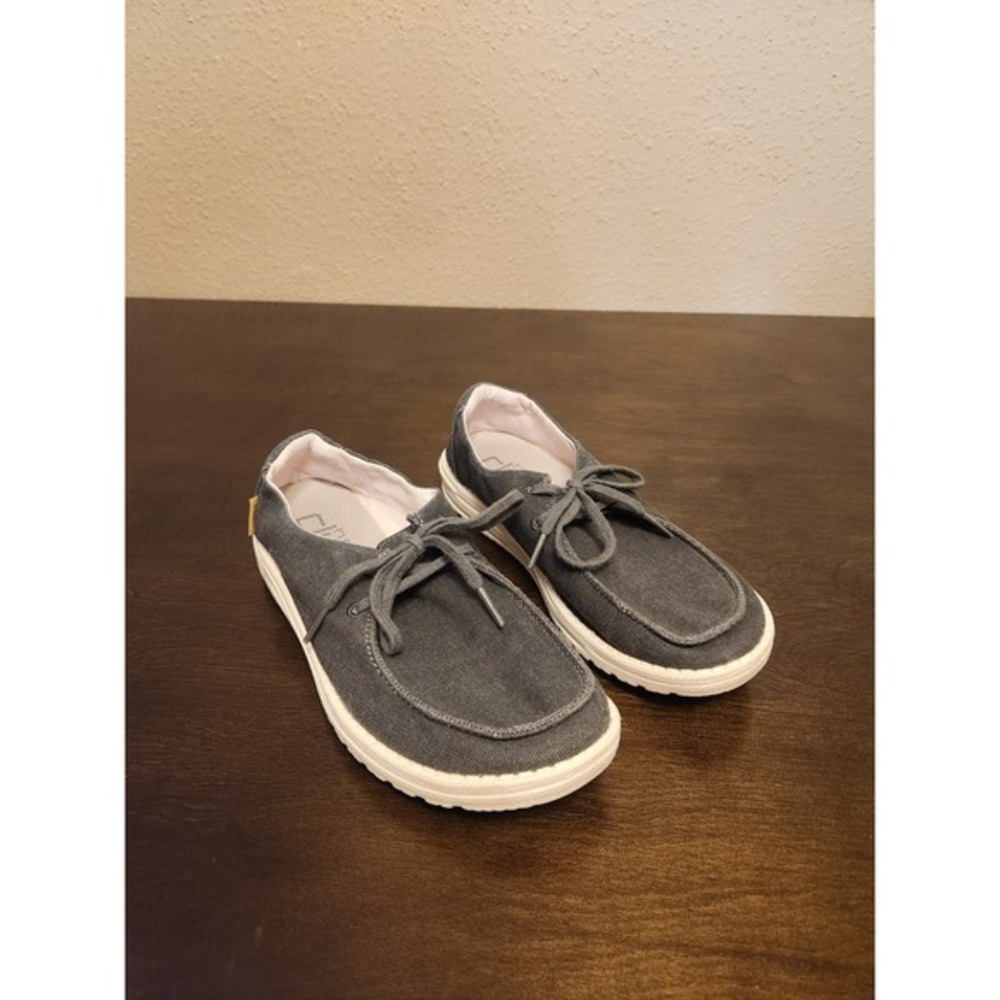 Hey Dude Wendy‎ Chambray Loafers Comfort Casual Shoes Gray Womens Size 8